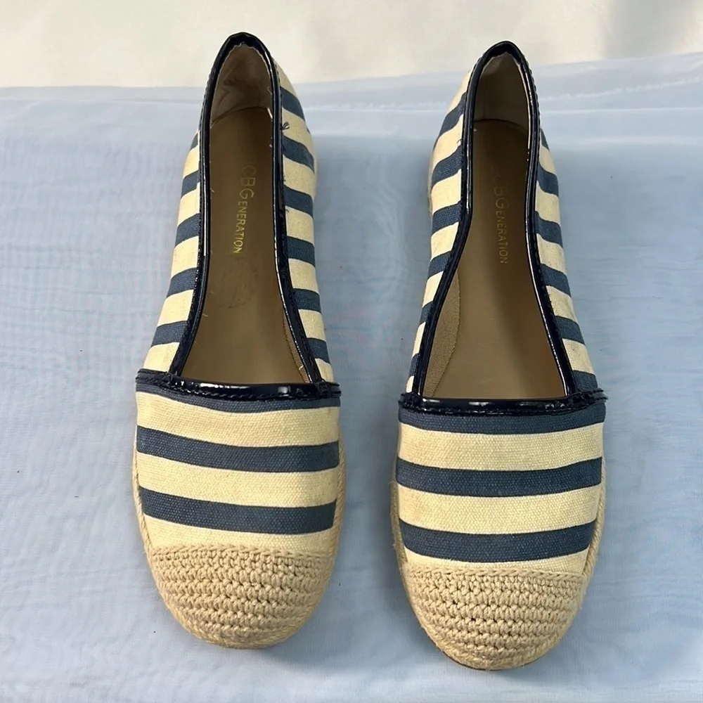 NWOT BCBGeneration Espadrilles striped canvas flats size 6